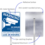 Video Surveillance Warning Sign Outdoor, Home Security Yard Signs,24 Hour Surveillance Sign with Stake, Camera Signs for Property(1 Pack)