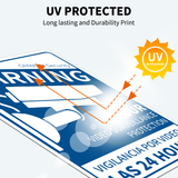 24 HOUR VIDEO SURVEILLANCE PROTECTION Warning Sign Outdoor, Home Security Yard Signs With Stake, Under Surveillance For House