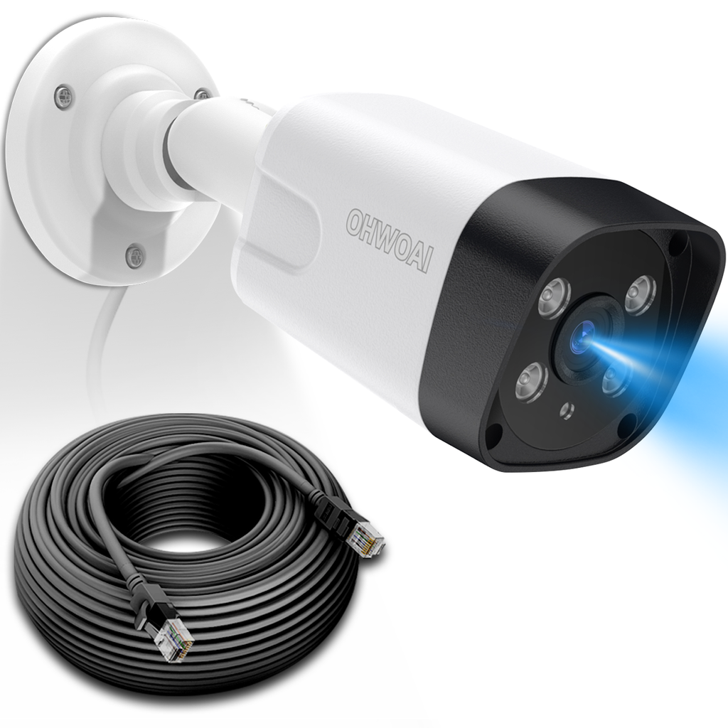 OHWOAI POE Security Camera Outdoor, Ethernet Outdoor IP Camera, Wired