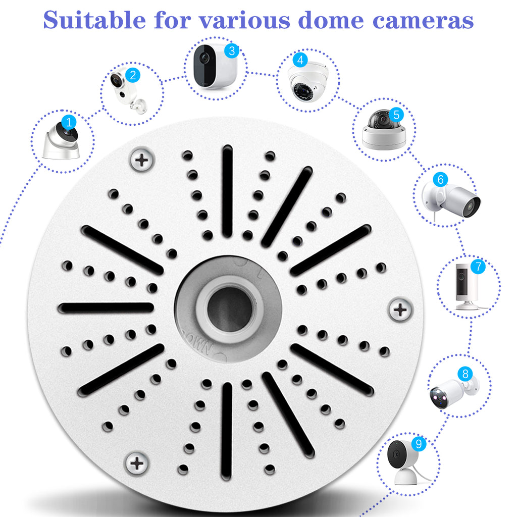 Soporte universal para caja de conexiones de cámara tipo domo (paquete de 1), resistente al agua y diseñado para montaje en pared o techo, ideal para ocultar cables de cámaras IP en exteriores