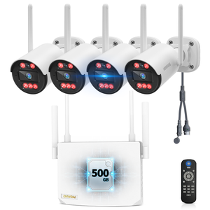 Sistema de cámara de seguridad inalámbrica para exteriores con gran angular de 130° y audio bidireccional. Cámaras WiFi para seguridad del hogar y sistemas de videovigilancia.