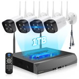 OHWOAI 5MP Super HD Wireless Security System, 4 Wifi Cameras with 16CH NVR, 130° Wide View