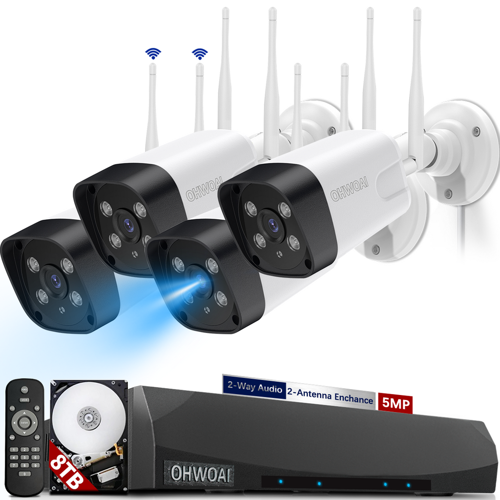 4-Antenna Wireless Security Camera System 5MP Outdoor/Indoor
