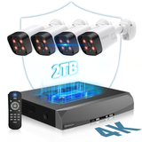 OHWOAI 4K PoE Security Camera System with 100FT Super Night Vision, 4 Cams, 8CH NVR, 2TB HDD