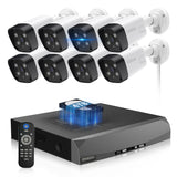 《𝟭𝟯𝟬°𝗪𝗶𝗱𝗲 𝗔𝗻𝗴𝗹𝗲 & 𝟮-𝗪𝗮𝘆 𝗔𝘂𝗱𝗶𝗼》Outdoor Security Camera System, 4K/8MP IP Wired Cameras, Video Surveillance Systems, Surveillance DVR Kits