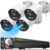 《Full HD 5MP & 80 Ft Night Vision》 CCTV Camera Security System for Indoor/Outdoor Use, 4 Channel DIY Surveillance System with 500GB Hard Drive for 24/7 Continuous Recording