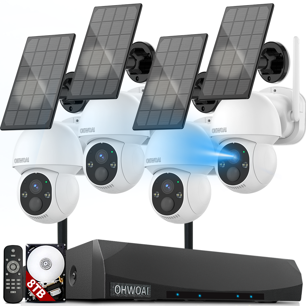 《Solar PTZ Camera&100% Wire-Free》4pcs 4MP Solar Cameras for Home Secur ...