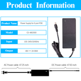 48V 2A Power Supply Adapter Compatible with 8 Port POE NVR, AC 100-240V to DC 48V 2A Power Adapter Charger ONLY for OHWOAI Security Camera