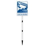 24 HOUR VIDEO SURVEILLANCE PROTECTION Warning Sign Outdoor, Home Security Yard Signs With Stake, Under Surveillance For House