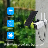 Cámara de Seguridad Solar Inalámbrica para Exteriores, Sistema WiFi con Energía Solar, Batería Recargable, 3.0MP, Conversación Bidireccional, Detección de Movimiento PIR, Visión Nocturna, Resistente al Agua IP66