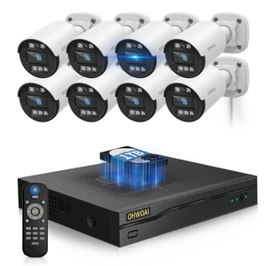 Sistema de cámaras de seguridad con cable para exteriores, gran angular de 122° y visión nocturna de 24 m, cámaras CCTV para exteriores, sistemas de videovigilancia, kits de DVR de vigilancia (¡Disfruta de $20 de descuento al instante!)