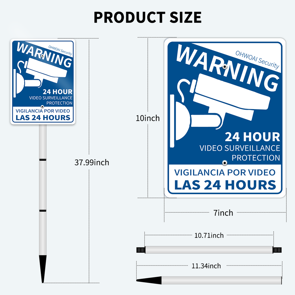 24 HOUR VIDEO SURVEILLANCE PROTECTION Warning Sign Outdoor, Home Secur ...