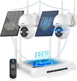 《100% Solar Powered & 2-Way Audio》Outdoor Wireless PTZ Camera System, 4MP Solar Powered Battery Cameras,Home Video Surveillance DVR Kits
