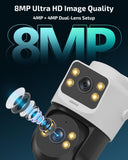 《Dual Lens & Auto Tracking》4K PoE Security Camera System Outdoor, PTZ Video Surveillance Cameras Systems with Color Night Vision, Surveillance DVR Kits