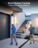 《Dual Lens & Auto Tracking》4K PoE Security Camera System Outdoor, PTZ Video Surveillance Cameras Systems with Color Night Vision, Surveillance DVR Kits