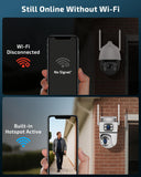 OHWOAI Dual View Wireless Outdoor Security Camera, 2.4G/5G WiFi PTZ Surveillance Cameras with Color Night Vision for Home Security