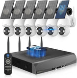 《100% Solar Powered &Full 360° Coverage》Outdoor Wireless PTZ Camera System, 4MP Solar Powered Battery Cameras,Home Video Surveillance, Surveillance DVR Kits (Enjoy $20 Off Instantly)