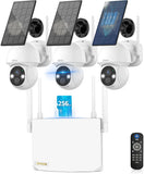 《100% Solar Powered & 2-Way Audio》Outdoor Wireless PTZ Camera System, 4MP Solar Powered Battery Cameras,Home Video Surveillance, Surveillance DVR Kits