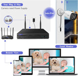 Load image into Gallery viewer, Wireless Security Camera System,3Pcs 5.0MP CCTV Home Wi-Fi IP Cameras,10 Channel NVR,OHWOAI HD Surveillance Video Dual Antennas System,AI Detection,Two-way Audio