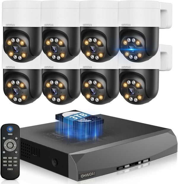 4K PTZ PoE Security Camera System, 8-Camera 8-Channel NVR, 2-Way Audio & Auto-Tracking, Outdoor Wired Surveillance NVR Kit (Enjoy $20 Off Instantly)