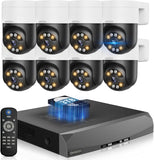 《2-Way Audio & Auto-Tracking》4K Outdoor Wired Security Camera System,360 Degrees Security PTZ IP Cameras,Surveillance Video Equipment, Surveillance DVR Kits (Enjoy $20 Off Instantly)