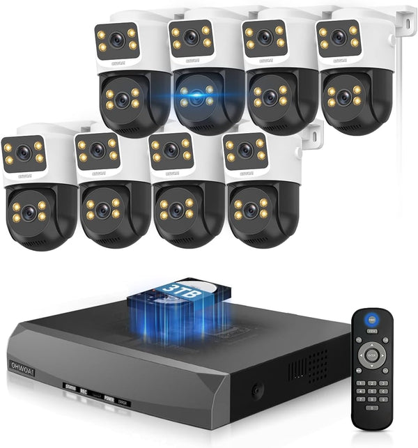 4K PTZ PoE Security Camera System, 8-Camera 8-Channel NVR, 4K Ultra HD & Auto Tracking, Outdoor Wired Surveillance NVR Kit