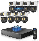 《4K Ultra HD & Auto Tracking》 Wired Security Camera System, Outdoor POE PTZ Video Surveillance Cameras Systems, Surveillance DVR Kits
