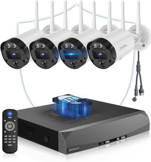 《130° Wide Angle & 4K Ultra HD》 Security Cameras Wireless Outdoor, Home WiFi Video Security System, Wireless IP Camera Surveillance DVR Kits