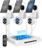 《100% Solar Powered & 2-Way Audio》Outdoor Wireless PTZ Camera System, 4MP Solar Powered Battery Cameras,Home Video Surveillance, Surveillance DVR Kits