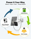 《100% Wire-Free》Wireless Outdoor Security Camera System, Solar Powered WiFi Cameras Systems with PIR Motion Detection, 6cams