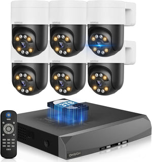 《2-Way Audio & Smart Auto Tracking》4K Outdoor Wired Security Camera System,360 Degrees Security PTZ IP Cameras,Surveillance Video Equipment, Surveillance DVR Kits(Enjoy $20 Off Instantly)