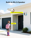 OHWOAI Dual View Wireless Outdoor Security Camera, 2.4G/5G WiFi PTZ Surveillance Cameras with Color Night Vision for Home Security