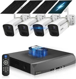 《100% Wire-Free》Wireless Outdoor Security Camera System, Solar Powered WiFi Cameras Systems with PIR Motion Detection, Home Video Surveillance Kits,4cams