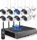 《Dual Antenna Enhanced & 100FT Night Vision》Outdoor Wireless Security Camera System, WiFi Cameras, Home Video Surveillance Systems (8Cams+1TB)