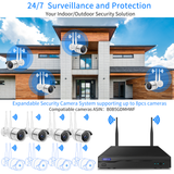 【2K, Mejora de Señal con Antena Dual】 Sistema de Cámaras de Seguridad Inalámbrica, NVR de 10 Canales de 5.0MP, 2 Cámaras IP Domésticas de 3.0MP, Sistema de Vigilancia CCTV Interior/Exterior OHWOAI, Detección de Humanos por AI, IP67