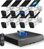 《100% Wire-Free》Wireless Outdoor Security Camera System, Solar Powered WiFi Cameras Systems with PIR Motion Detection, 8cams