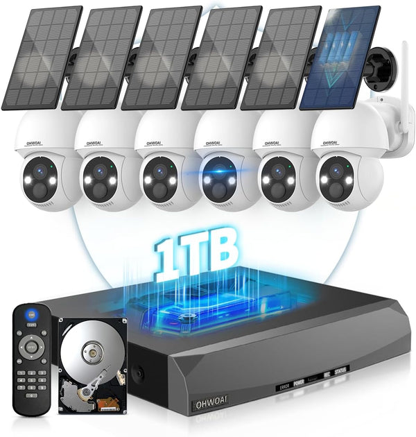 《100% Solar Powered &Full 360° Coverage》Outdoor Wireless PTZ Camera System, 4MP Solar Powered Battery Cameras,Home Video Surveillance, Surveillance DVR Kits (Enjoy $20 Off Instantly)