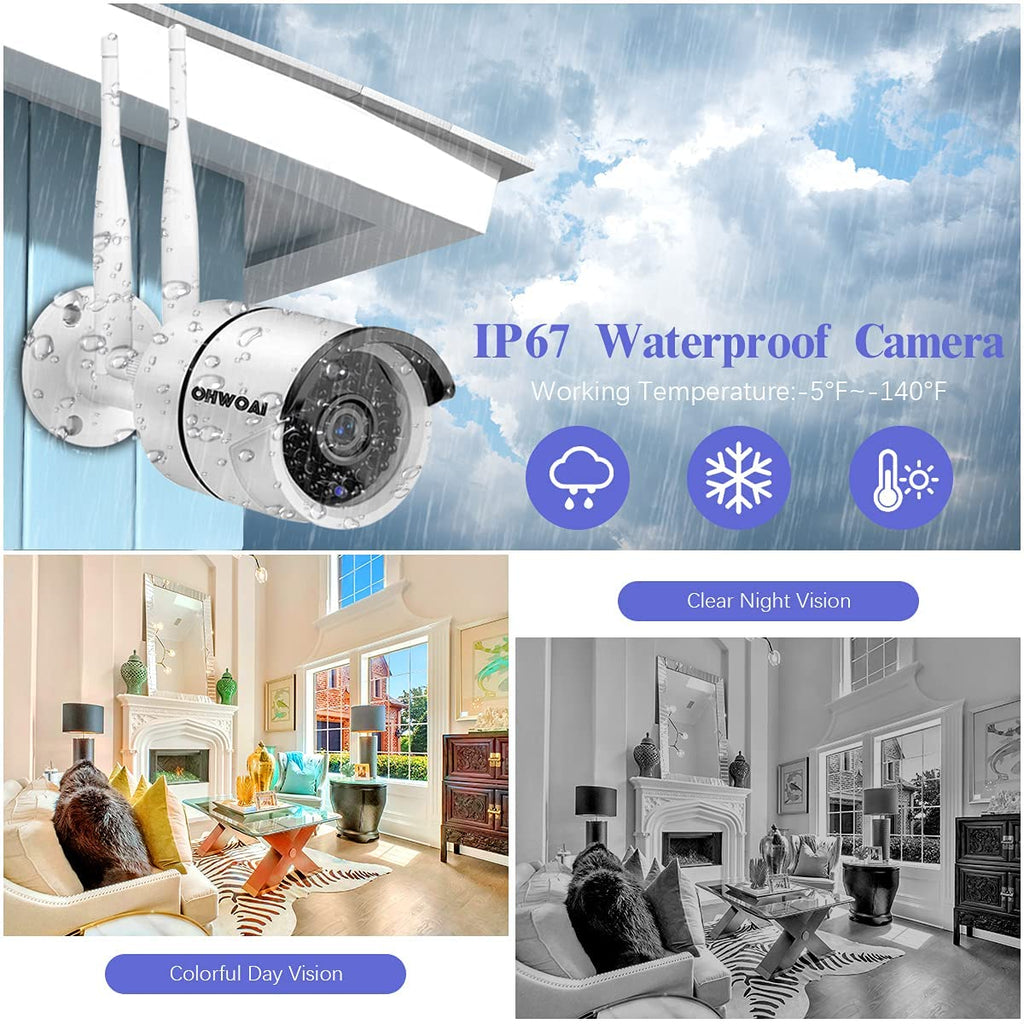 【2K 3.0MP & Dual Antenna Signal Enhancement】 All in One Monitor Wireless Security Camera System with 10" HD Screen,6Pcs CCTV WiFi IP Cameras,Indoor/Outdoor Surveillance Cam,AI Human Detection