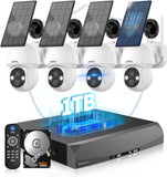 《100% Solar Powered &Full 360° Coverage》Outdoor Wireless PTZ Camera System, 4MP Solar Powered Battery Cameras,Home Video Surveillance, Surveillance DVR Kits (Enjoy $10 Off Instantly)