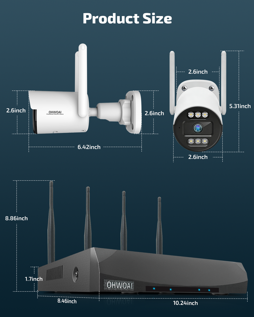 3.0MP Wireless System, WiFi Cameras for Home Security,Video ...