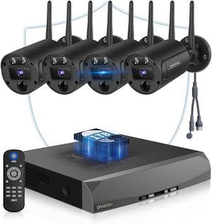 《130° Wide Angle & 4K Ultra HD》 Security Cameras Wireless Outdoor, Home WiFi Video Security System, Wireless IP Camera Surveillance DVR Kits