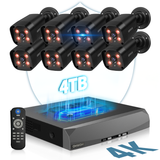 OHWOAI 4K POE Security Camera System, 8 Wired Cameras with 2 Way Audio, Black POE Cameras for Home Security, NVR Video Surveillance Systems