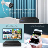 OHWOAI Cámara de seguridad POE para exteriores, Cámara IP exterior con Ethernet, Cámara de video de vigilancia con cable, Cámara bullet POE 4K, Cámara IP doméstica de 8MP, Sistema de cámara POE