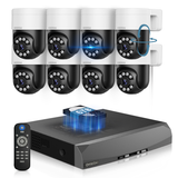 《𝗧𝗿𝘂𝗹𝘆 𝟰𝗞/𝟴𝗠𝗣 & 𝗣𝗧𝗭 𝗖𝗼𝗻𝘁𝗿𝗼𝗹》PoE Outdoor Security Camera System with 2-Way Audio,Home Video Surveillance System