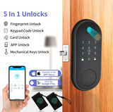 Smart Biometric Electronic Deadbolt,Passcode,Touchscreen Keypad,Fingerprint,Card Bluetooth Door Lock,Support Wi-Fi Gateway&Alexa