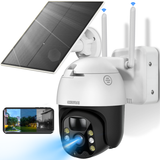 Cámara de Seguridad Domo Solar, Cámara de Vigilancia para el Hogar, Cámara IP Exterior Wi-Fi de OHWOAI, Detección de IA, Audio Bidireccional, Visión Nocturna, Resistente al Agua IP66