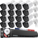 Sistema de cámaras POE 4K, 16 cámaras de seguridad con cable de 8.0MP H.265+, sistema de videovigilancia para el hogar, NVR de 16 canales de 8MP/4K, detección de humanos con inteligencia artificial, grabación continua 24/7, resistente al agua IP66, audio