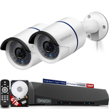 Sistema de cámaras de seguridad POE de 8 canales con 2 cámaras IP Poe de 5.0MP, detección de IA, audio, resistente al agua IP67