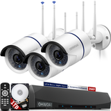 【2K,Dual Antenna Signal Enhancement】 Wireless Security Camera System,10-Channel 5.0MP NVR, 3Pcs 3.0MP Home IP Cameras,AI Human Detection,IP67