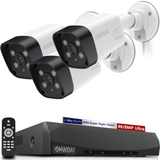 Sistema de Cámaras de Seguridad 4K, 3 cámaras de seguridad con cable H.265+ 4K, Sistema de Vigilancia de Video para el Hogar, Detección de Humanos con IA, NVR de 8MP/4K de 8 canales, Grabación 24/7, Resistente al Agua IP66, Audio